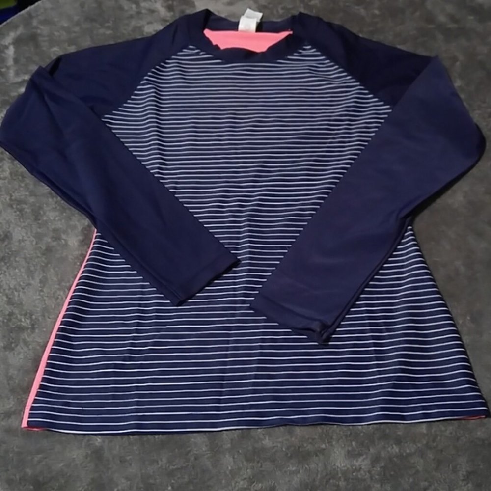 GAP Striped Navy Pink Rash Guard Size Small